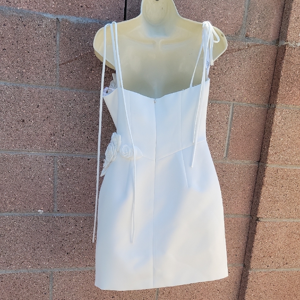 Terani Couture White Rose Embellished Mini Dress Size 4 - Picture 10 of 14